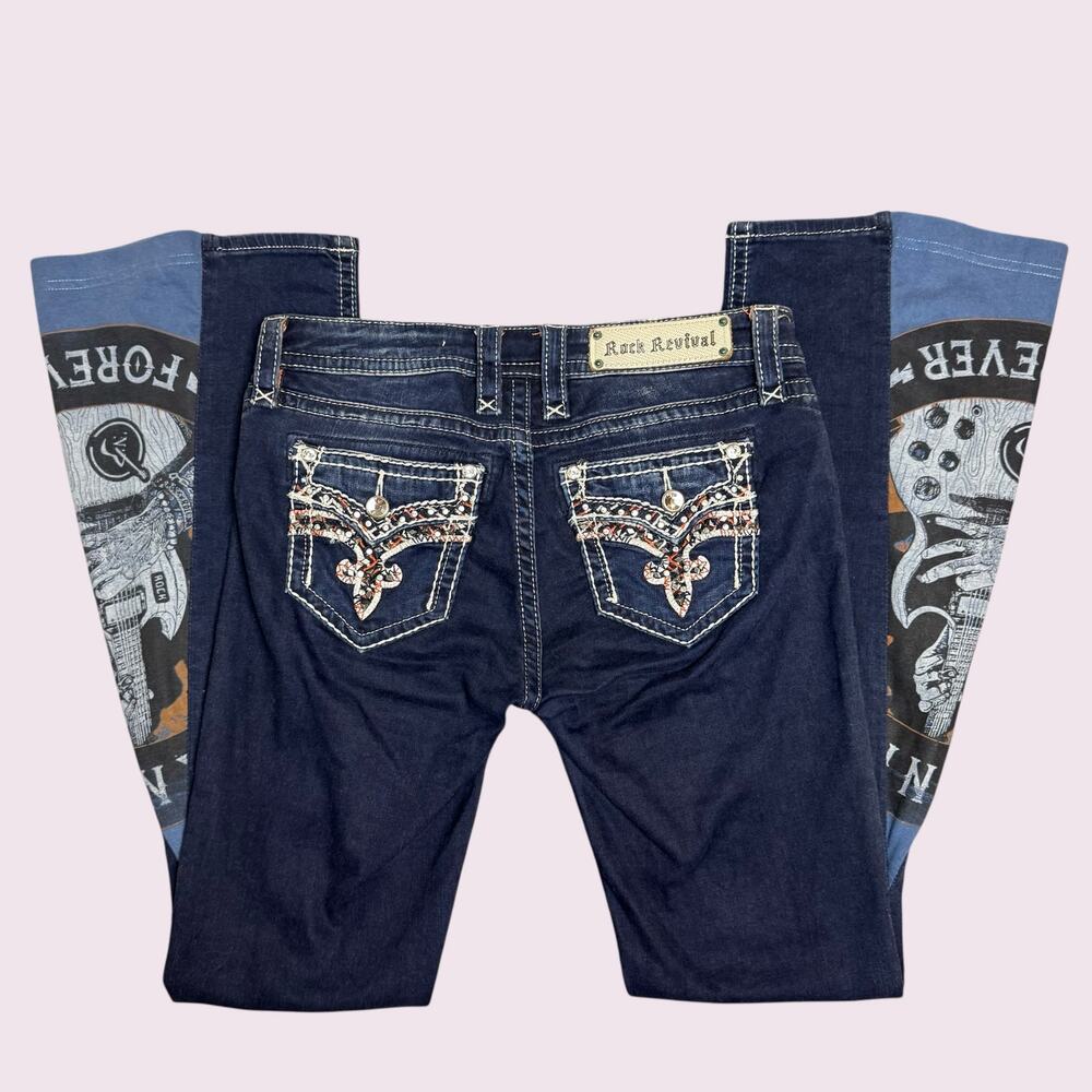 Reworked Rock Forever Rock Revival Bell Bottom Flare Jeans - Picture 6 of 7